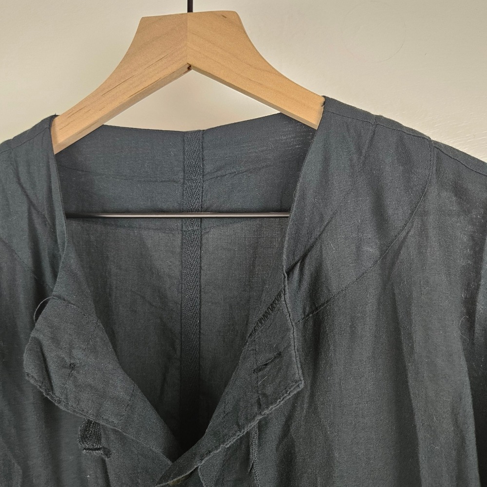 Mujiya Asymmetrical Artsy Midi Dress Sz XL? Black Button Drawstring Lagenlook - Picture 6 of 14